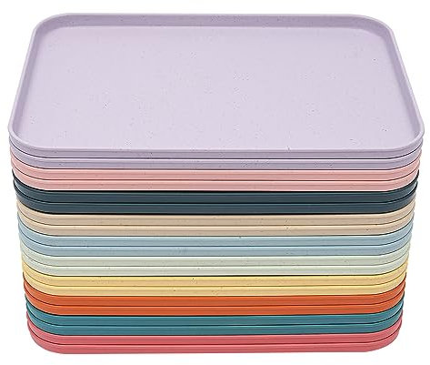 CHFUNE 20 bandejas de plástico, 10 colores, mini bandejas, antideslizantes, rectangulares, de plástico, para cocina, café, panadería, restaurante