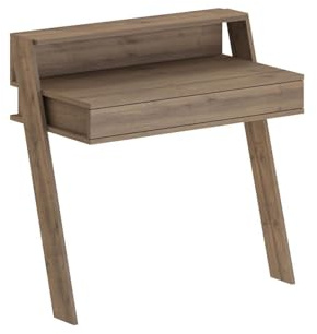 FWStyle 1 Drawer Wall Mounted Desk in Dark Oak – Space-Saving Modern Home Office Workstation