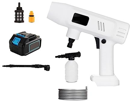 10M Rohr 60Bar Drahtlose Hochdruck Reiniger Waschmaschine Spray Wasser Pistole Auto Waschen Druck Reinigung Maschine for 18v ​​Batterie Tragbarer Kabelloser(One Big Battery)