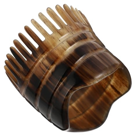 HEALEEP Kopfhautmassagegerät und Shampoo Bürste aus Yakhorn mit Ergonomischem Griff Feine Zähne für Sanfte Reinigung Wiederverwendbar für Haarwachstum und Haarkur Zufälliger Stil