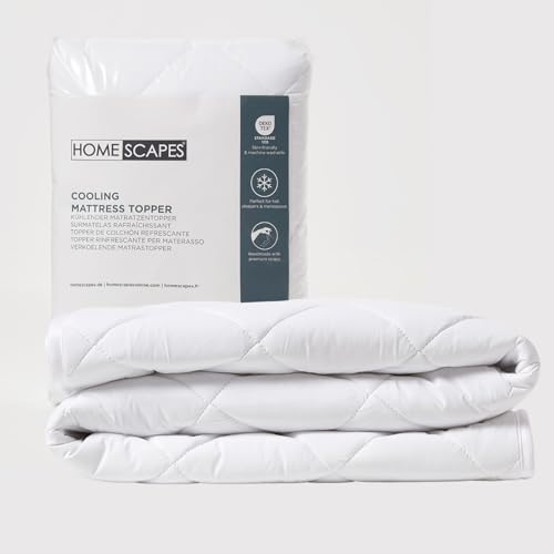 HOMESCAPES Kühlender Matratzentopper 120x190 cm – atmungsaktive Cool-Touch Matratzenauflage aus Nylon, gesteppter dünner Topper mit Eckgummis, waschbar, Oeko-TEX Standard 100