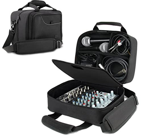 USA Gear Compact Audio DJ Mixer Case - Mixer Bag with Custom Storage for Cables & Microphones, 27.94 x 20.32 x 6.35 CM Storage Compatible with Behringer Xenyx, Aveek 4/5 Channel, Bomge 4 Channel