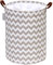 Sea Team Chevron Muster Wäschekorb Leinwand Stoff Wäschekorb Faltbarer Vorratsbehälter mit PU-Ledergriffen und Kordelzugverschluss, 17,7 x 13,8 Zoll, wasserdicht innen, grau