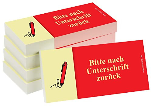 PRICARO Haftnotizen Nach Unterschrift zurück, rot, 100 Blatt, 5 Stück