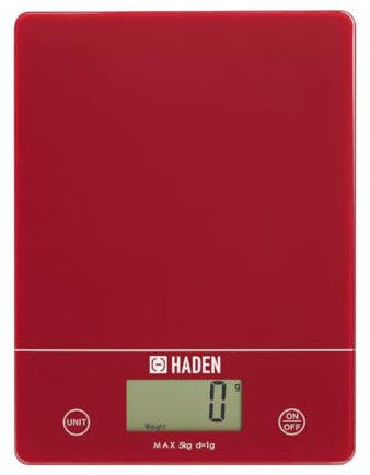 Sabichi Balance de cuisine numérique fine en verre rouge 5 kg