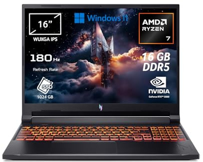 Acer Nitro V 16 AI ANV16-42-R0BK Notebook Gaming, NVIDIA GeForce RTX 5060 8 GB GDDR7, Processore AMD Ryzen™ 7 260, Ram 16 GB DDR5, 1024 GB SSD, Display 16 WUXGA IPS 180 Hz, Windows 11 Home