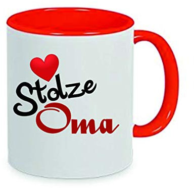 Stolze Oma - Kaffeetasse mit Motiv, Tasse mit Druck, auch individuell mit Spruch, Foto, Wunschtext, Wunschname (Rot)