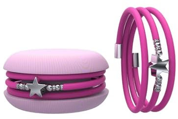 Too Late Pulsera Macaron para Mujer de Caucho con Encanto (Fucsia (amuleto STAR))