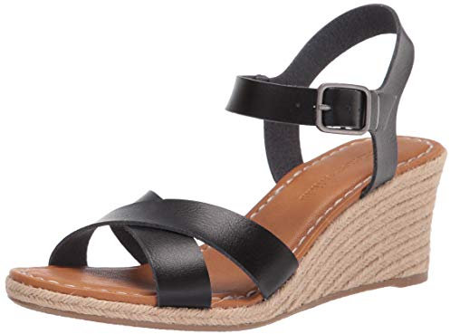 Amazon Essentials Sandalia Tipo Alpargata con Cuña Mujer, Negro, 44.5 EU