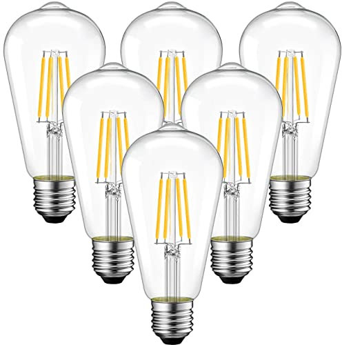 ANWIO Vintage Edison LED Glühbirne 4W E27 ST64, entspricht dekorativen Glühlampen 40W, 470Lm Warmweiß 2700K, Ideal für Nostalgie und Retro Beleuchtung, nicht dimmbar (6er Pack)