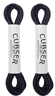 CUBSER Round Shoelaces (2 Pairs) Premium Waxed Durable Thin 3mm Laces for Dress Casual Oxford Shoes (90 CM, Black)