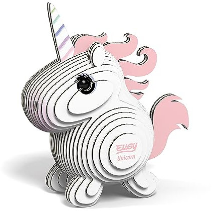 EUGY 650014 Einhorn, 3D Tier-Puzzle für Kinder und Erwachsene zum Zusammenbauen, DIY Tierfigur, Bastelset ab 6 Jahren, Weiß