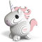 EUGY 650014 Einhorn, 3D Tier-Puzzle für Kinder und Erwachsene zum Zusammenbauen, DIY Tierfigur, Bastelset ab 6 Jahren, Weiß
