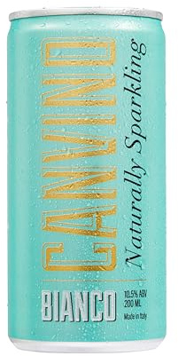 Canvino Bianco Sparkling Italian Wine | All Natural & Vegan Friendly | Medium Dry | 12 x 200ml | Made in Italy | Prosecco Method Production