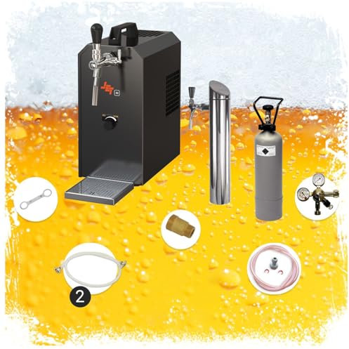 Untertheken Komplett Set - Zapfanlage Jet 30 Bierkoffer, Bierzapfanlage, Durchlaufkühler 1-leitig Trockenkühler, bis zu 35 Liter/h, Zapfkopf:5 Liter Adapter