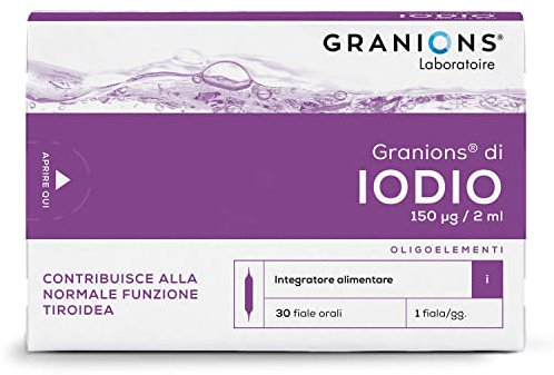 Iodio Integratore 150 µg | Contribuisce alla Normale Funzione Tiroidea | Integratore Alimentare | Metabolismo dei Lipidi | Tiroide | 30 Fiale | Iodio Puro | Durata 1 Mese | Laboratoire des Granions