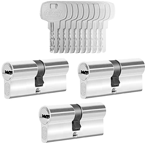 GERCAR 3x Schließzylinder gleichschließend 3 Profilzylinder 40/40 inkl. 15 Schlüssel - 80 mm - Doppelzylinder Türschloss Zylinderschloss gleichschliessendes 3er Set - Länge: 80mm, A:40 B:40