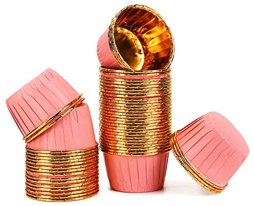 Spesh Lot de 50 Moule Muffins Papier Caissettes Cupcake Moule à Cupcake Mini Moules Muffin Jetable pour Cupcake,Muffin,Bronnie(or rose)
