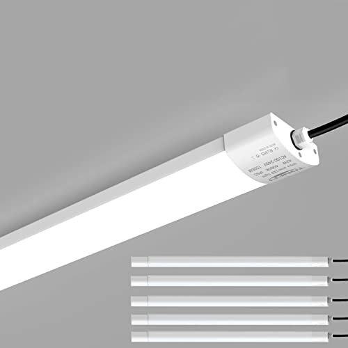 5er LED Feuchtraumleuchte 42W 150cm Deckenleuchte für Garage Lager Feuchtraum Garten, TONFFI LED Wannenleuchte Werkstattlampe Röhre Innen- und Außenbeleuchtung, Wasserdicht IP65 Tageslicht 4000K-4500K