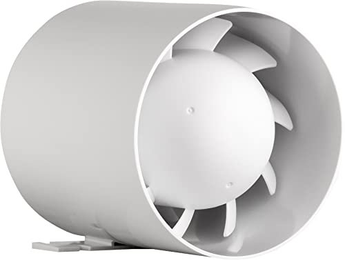 SYSTERM Kleine Universal Kanallüfter aRc Ø 100 mm / 10 cm mit Kugellager Axial Rohrlüfter Zuluft/Abluft Rohrventilator Lüfter niedrigem Energieverbrauch 15W, Hohe Effizienz 104 m3/h