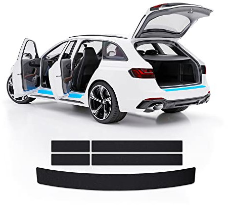 Blackshell® Basic Lackschutz Set kompatibel mit VW Tiguan Allspace | Typ BW2 | Bj. ab 2017 Matt Schwarz - passgenauer Ladekantenschutz, Einstiegsleisten inkl. Profi Rakel