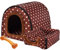 Großer Hund Hundehütte Winter Warm halten Waschbar Innen Luxus Hundehütte Vier Jahreszeiten Hundehöhle Iglu 2 in 1 Haustierbett mit Hundeknochen Spielzeug,D,XXL92x68x72cm