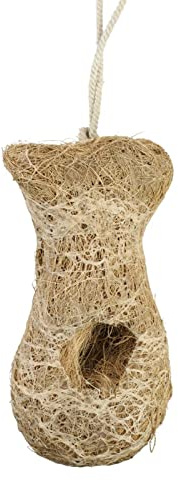 GK Global Kitchen Hand-Woven Bird Rooster House Fibre Roosting Pouch Pockets Bird Nesting Boxes Hanging Bird Hut Nest Box for Outside Outdoor Garden Small Wild Birds Hummingbirds Finch (ROUND NEST)