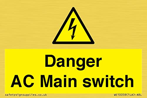 Danger AC Panneau interrupteur principal – 75 x 50 mm – A8L