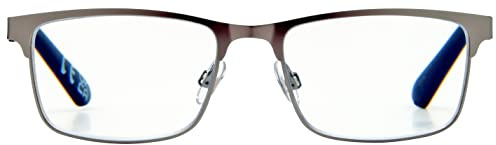 Foster Grant Larch Reading Glasses for Men & Women +1.00 – Rectangular Frame with Blue Light Filtering Lenses, Scratch-Resistant Coating, Spring Hinges & Protective Case
