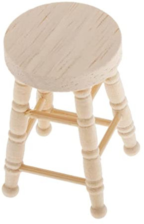 harayaa 1:12 Puppenhaus Wohnzimmer Esszimmer Runder Hocker Holzhocker Barhocker Spielzeug