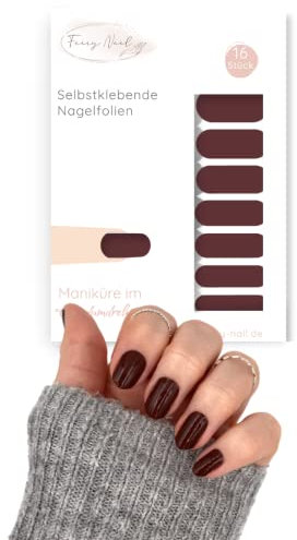 Fairy Nail selbstklebende Nagelfolien Maniküre Nailwraps Nagelsticker 16 Nagellackstreifen (Dunkelrot)
