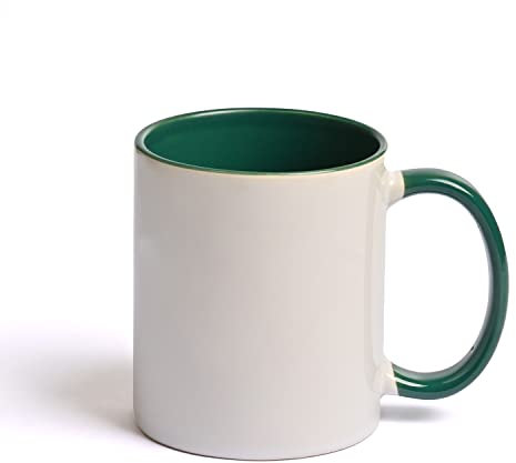 KARLAkreativ Tazze fai da te per dipingere, adatte anche per sublimazione, singola o come set per feste, ceramica di alta qualità, con matite originali KREUL in porcellana (1 tazza verde + penne)