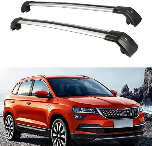 2 Stück Aluminium Dachträger Relingträger Dachgepäckträger für Skoda Karoq SUV 2017-2022, Fahrradträger Dachboxen Dachgepäckablage