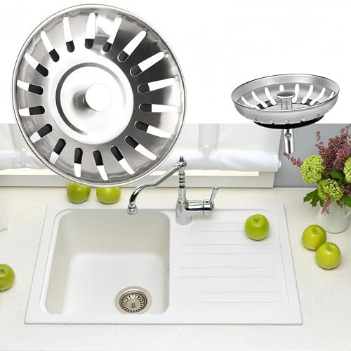 Siebkörbchen,Blanco Siebkörbchen,Siebkörbchen Edelstahl,Siebkörbchen Spüle,Spülbecken Siebkörbchen,Universal Waschbecken 80 mm,Siebkörbchen Abflussstopfen Edelstahl Waschbeckenstöpsel Waschbeckensieb