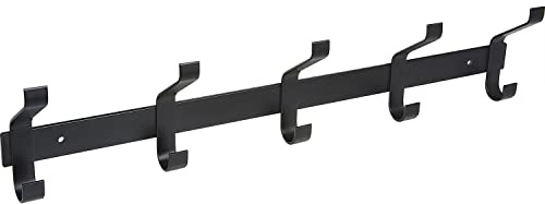 ALLES IM GRIFF Garderobenleiste mit 5 Kleiderhaken Akis, Breite 345mm - Wandhaken zum Schrauben - Garderobenhaken, Stahl schwarz matt