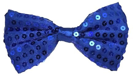 TrendandStylez Pailletten Fliege, blau, 9 x 12cm, verstellbar, für Damen und Herren, Glitzer Accessoire, Fliege für Karneval