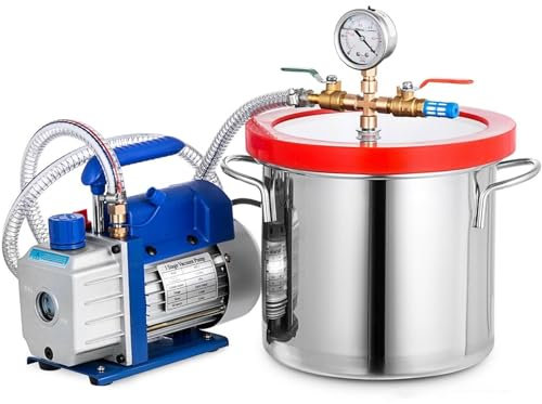 UPIKIT 2L Vacuum Pump and 5 Gallon Chamber Kit, Refrigerant Vacuum Pump HVAC Air Tool Set for Household Air Conditioning, Auto Maintenance