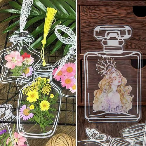 Ansodo 40 Stück Transparente Trockenblumen Lesezeichen,Trockenblumen Lesezeichen,Glaswaren Aufkleber Bookmark,Diy Hausgemachte Lesezeichen Für Schule Buch Kinder Heim
