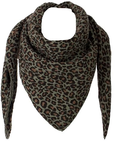FASHION YOU WANT XXL Tuch LEO Farben Farbwahl Halstuch Musselintuch Musselin Leopard Muster Damen Damenhalstuch Dreieckstuch Schal Frauen leicht (doppellagig) (Leo klein grün)