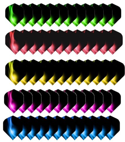 Zsail Dart Flights, 5 Stile 60 Stück PET Standard Zubehör für Darts, Dart Flights Slim Dart Flights Set für Soft/Steel Tip Dartpfeile Spiele(Farbe-A)