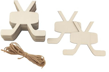 30 Stück 10,2 cm Holz-Hockeyschläger Ausschnitte, unlackierte Holz-Hockeyschläger zum Aufhängen, Ornamente, DIY-Hockeyschläger, Handwerk, Geschenkanhänger für Zuhause, Party, Dekoration, Bastelprojekt