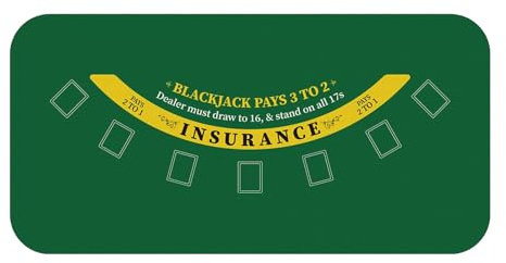 SaiDuoDuo Blackjack Poker Matte für Tisch mit Tragetasche, professionelle Casino Blackjack Tischplatte Layout Poker Tischmatte für Parteien,Home,Grün,S