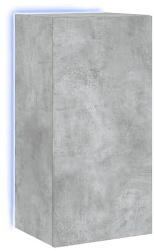 vidaXL Meuble TV Mural avec Lumières LED, Armoire de Télévision Suspendue avec Rangement, Meuble Télé Flottant, Moderne, Gris Béton Bois d'Ingénierie