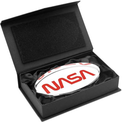 NASA Worm-Logo, Kristall-Briefbeschwerer, 12,7 x 7,6 cm, oval, Geschenkbox