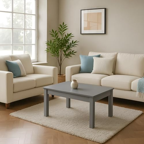 Krok Wood Couchtisch Tomas aus Massivholz, Farbe Grau (Buche, 75 x 75 x 45 cm)