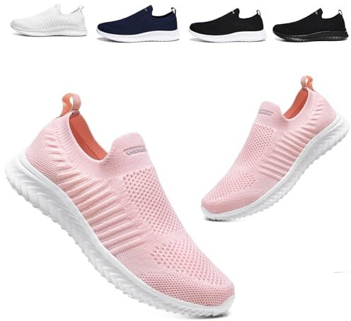 Basket Femme Homme Chaussures de Sport Running Mode Sneaker Respirant Légère Mode Casual Confort Fitness Jogging Walking Sneakers Rose 36EU