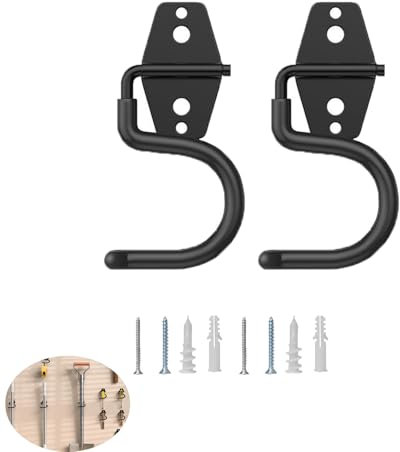 UtySty Besenhalter, Wandhalterung, strapazierfähig, mit Schrauben, Dübeln, Stand-Alone-Haken, Griff, Greifer, Organizer für Garage, Aufbewahrung, Reinigungswerkzeuge, Mops, Garten, Hammer, Schaufel, 2