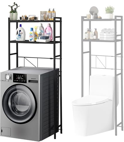 TYGYSDO Waschmaschinenregal Regal Teleskopregal Bad Toilettenregal Waschmaschinen Washing Machine Shelf Wc üBer Die Toilette FüR Schmal Ohne Bohren Toilet Regale 45-75cm (Schwarz)