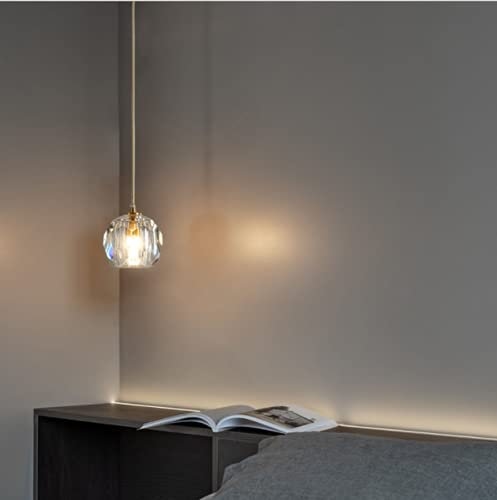 SSNCcNC Kristall Kleine Pendelleuchte Minimalismus Modern Pendellampe 1 flammige Bettlicht Kreativ Schlafzimmer Hängelampe Höhenverstellbar Esszimmer Wohnzimmer Café Restaurant Kronleuchter