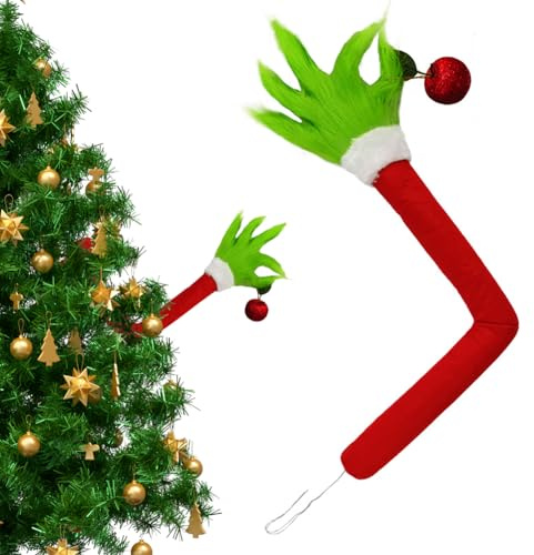 Grin Arme für Weihnachtsbaum, Furry Grüne Grin Elf Ornament Weihnachten Anhänger Deko Lustiger Weihnachtsbaum ​Ornament Anhänger,Grin Weihnachtsbaum Dekoration,für Weihnachtsbäume Xmas Home Party